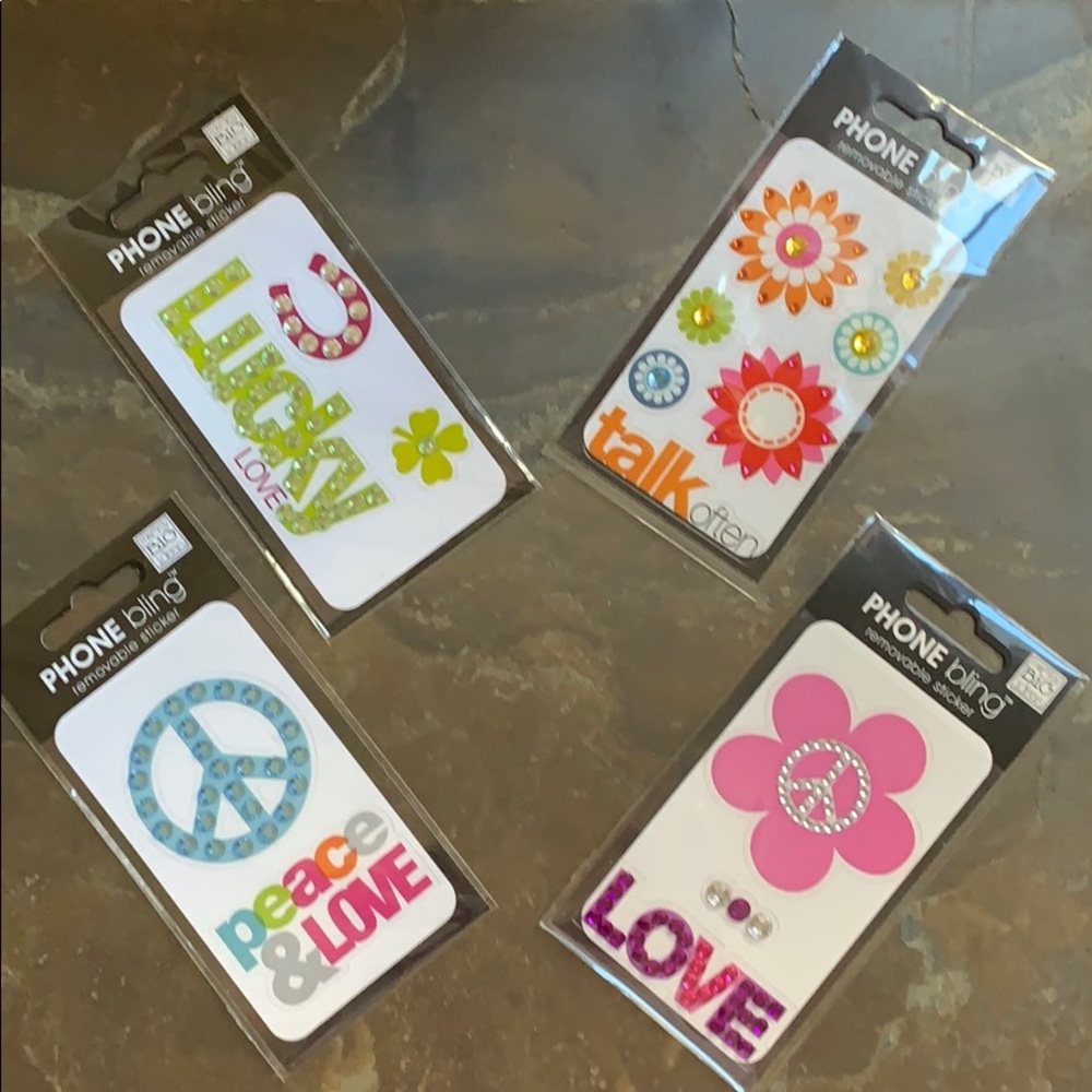 Super Cute 4 Packages Of Cell Phone Bling Stickers